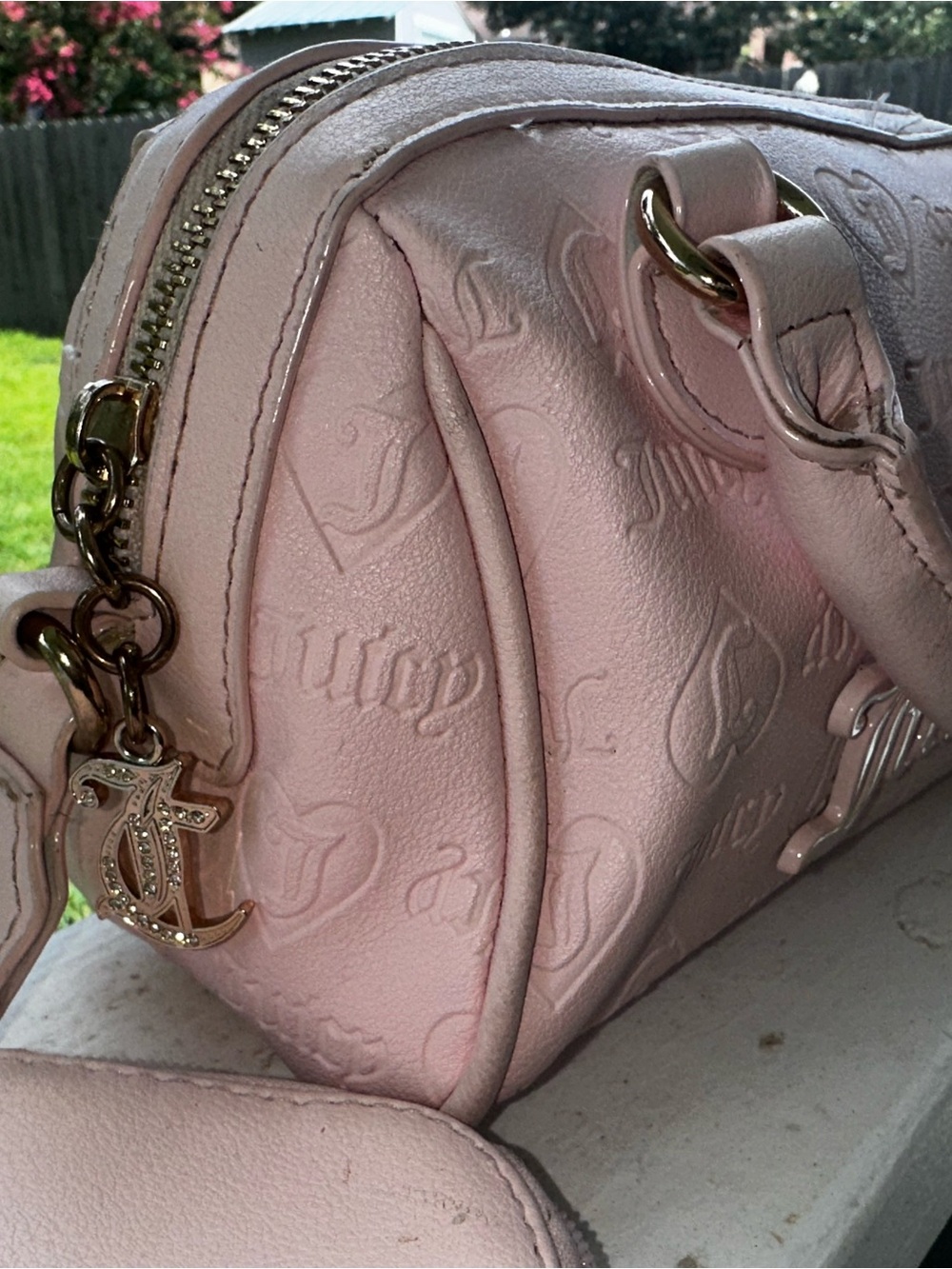 Juicy Couture Light Pink Embossed Dome Mini Crossbody